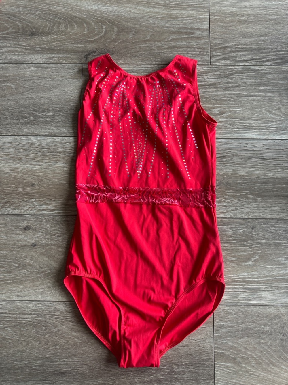 Red Sleeveless Girls' Gymnastics Leotard